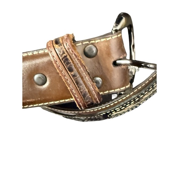 Nocona Men's Size 40 Brown Leather Belt Side Overlay N2476044 - Picture 2 of 5